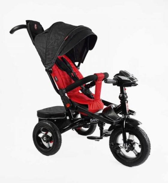 Велосипед-коляска Best Trike ПОВОРОТНЕ СИДІННЯ, СКЛАДНЕ КЕРМО, ФАРА МУЗИЧНА З USB,Bluetooth НАДУВНІ КОЛЕСА, ПУЛЬТ ВКЛЮЧЕННЯ СВІТЛА І ЗВУКУ