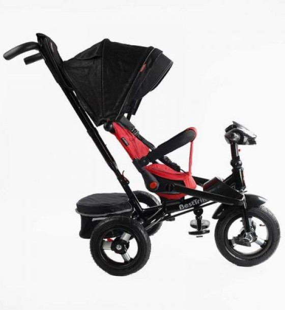 Велосипед-коляска Best Trike ПОВОРОТНЕ СИДІННЯ, СКЛАДНЕ КЕРМО, ФАРА МУЗИЧНА З USB,Bluetooth НАДУВНІ КОЛЕСА, ПУЛЬТ ВКЛЮЧЕННЯ СВІТЛА І ЗВУКУ
