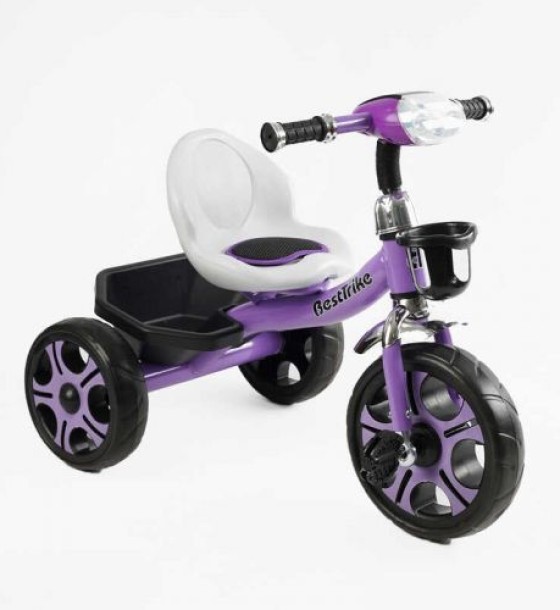 Велосипед 3-х колісний BS-27102 Best Trike (1) колеса EVA переднє 12’’, заднє 10’’, сталева рама, фара з музикою та світлом, кошик, в коробці