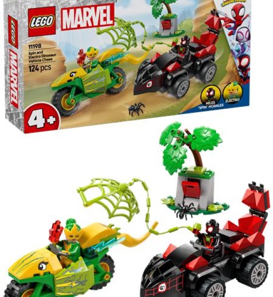 Конструктор LEGO Spidey Перегони на електромобілях з динозаврами (11198)