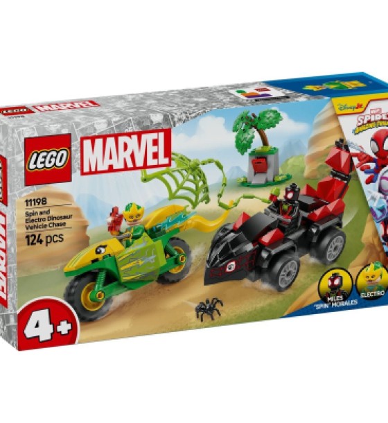 Конструктор LEGO Spidey Перегони на електромобілях з динозаврами (11198)