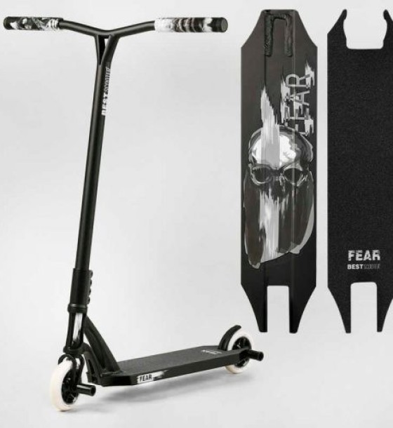 Самокат трюковий "Best Scooter" FEAR, SCS-система, ПЕГІ, алюмінієвий диск та дека, колеса PU, d=115 мм, ширина керма 58 см