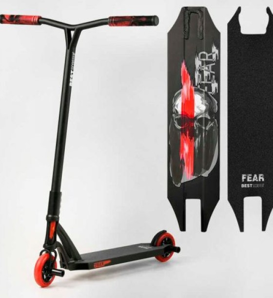 Самокат трюковий "Best Scooter" FEAR, SCS-система, ПЕГИ, алюмінієвий диск та дека, колеса PU, d=115 мм, ширина керма 58 см