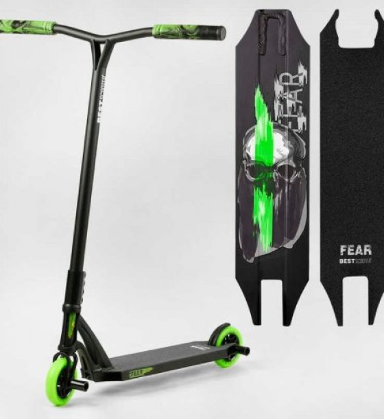Самокат трюковий "Best Scooter" FEAR, SCS-система, ПЕГИ, алюмінієвий диск та дека, колеса PU, d=115 мм, ширина керма 58 см