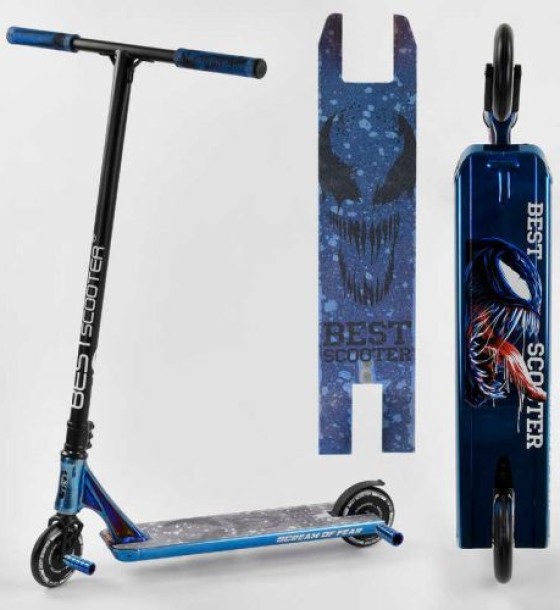 Самокат трюковый "Best Scooter SIMBIOTE" (HIC-система, ПЕГИ, алюминиевый диск и дека, колёса 120мм PU, ширина руля - 57 см)