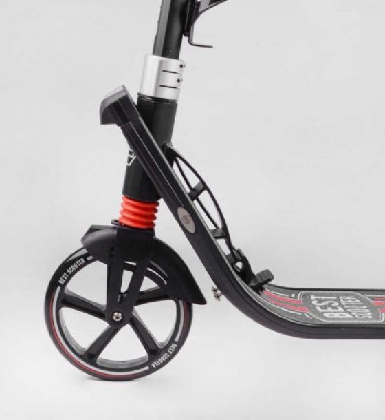 Самокат двоколісний "Best Scooter" (ФАРА, колеса PU 200мм, 2 амортизатори, затискач керма, ручне гальмо, в коробці)