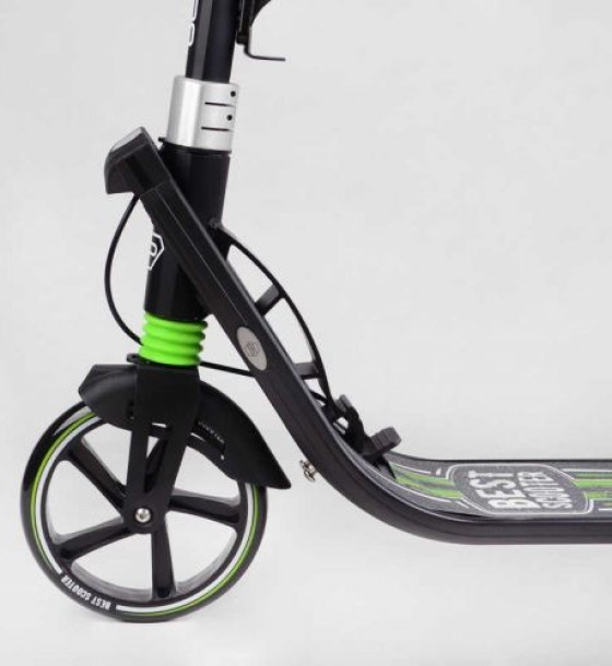 Самокат двоколісний "Best Scooter" (ФАРА, колеса PU 200мм, 2 амортизатори, затискач керма, ручне гальмо, в коробці)
