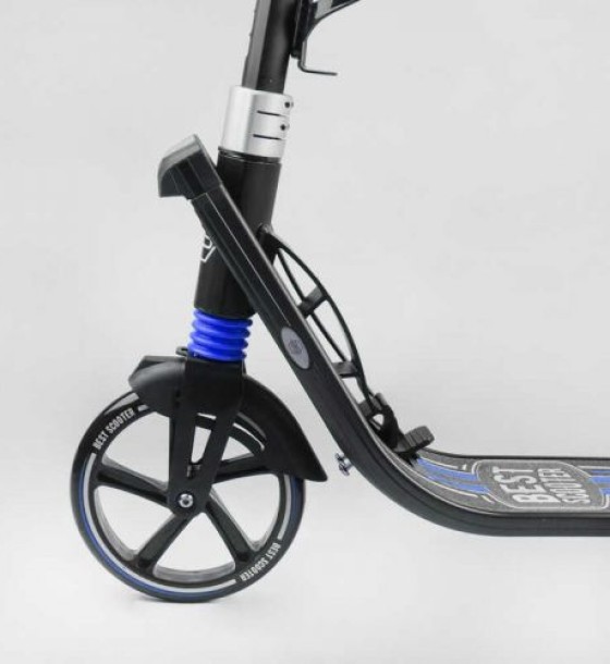 Самокат двоколісний "Best Scooter" (ФАРА, колеса PU 200мм, 2 амортизатори, затискач керма, ручне гальмо, в коробці)
