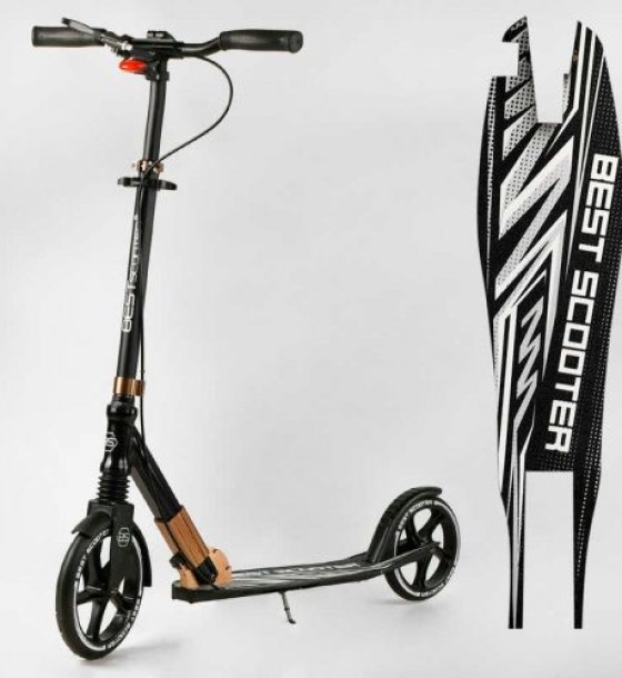 Самокат алюмінієвий "Best Scooter" (колеса PU, ФАРА, затискач керма, d передніх коліс - 230 мм, d задніх коліс 200мм, 1 амортизатор передній)