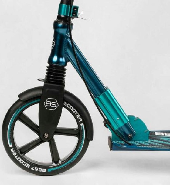 Самокат алюмінієвий "Best Scooter" (колеса PU, ФАРА, затискач керма, d передніх коліс - 230мм, d задніх коліс 200мм, 1 амортизатор передній)