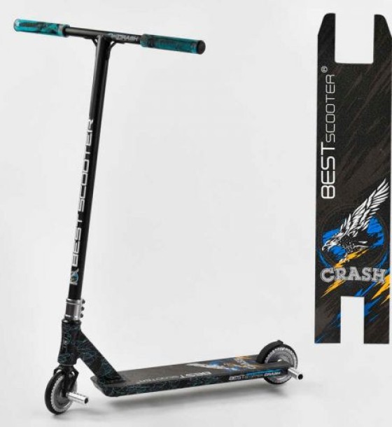Самокат трюковий "Best Scooter. CRASH" (HIC-система, ПЕГІ, алюмінієвий диск і дека, колеса 110 мм PU, ширина керма - 57 см, в коробці)