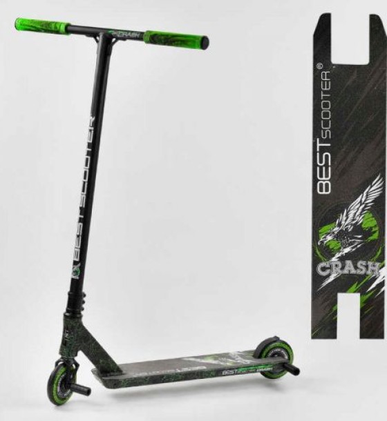 Самокат трюковий "Best Scooter. CRASH" (HIC-система, ПЕГІ, алюмінієвий диск і дека, колеса 110 мм PU, ширина керма - 57 см, в коробці)