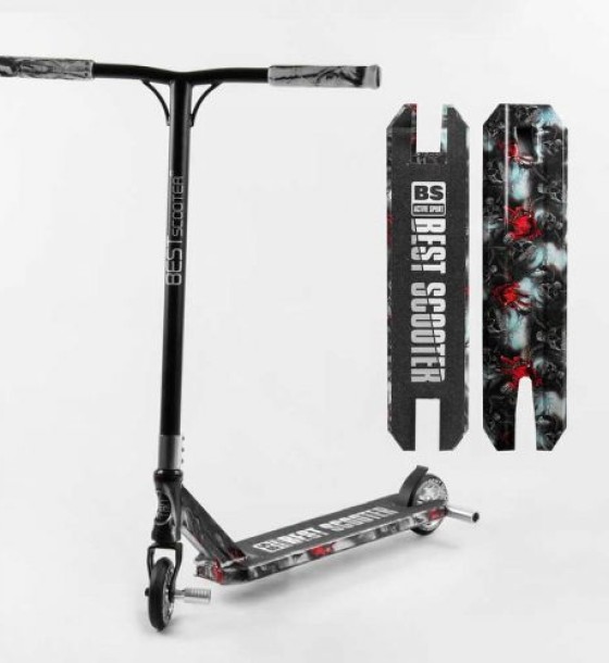 Самокат трюковий "Best Scooter" (HIC-система, ПЕГИ, алюмінієвий диск та дека з ПРИНТОМ, колеса PU, d = 110мм, ширина керма - 60 см, в коробці)