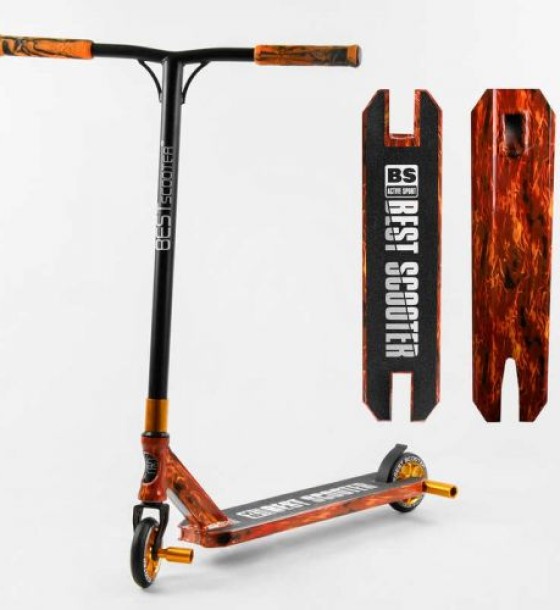 Самокат трюковий "Best Scooter" (HIC-система, ПЕГИ, алюмінієвий диск та дека з ПРИНТОМ, колеса PU, d = 110мм, ширина керма - 60 см)