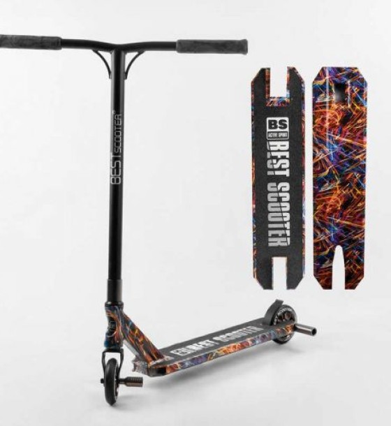 Самокат трюковий "Best Scooter" (HIC-система, ПЕГИ, алюмінієвий диск та дека з ПРИНТОМ, колеса PU, d = 110мм, ширина керма - 60 см)