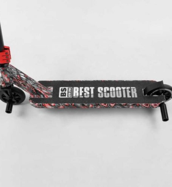 Самокат трюковий "Best Scooter" (HIC-система, ПЕГИ, алюмінієвий диск та дека з ПРИНТОМ, колеса PU, d = 110 мм, ширина керма - 60 см, в коробці)