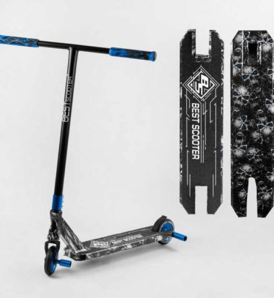 Самокат трюковий "Best Scooter" (HIC-система, ПЕГИ, алюмінієвий диск та дека з ПРИНТОМ, колеса PU, d = 110мм, ширина керма - 60 см)