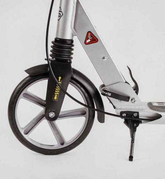 Самокат алюмінієвий "Best Scooter Factor" (ручне дискове гальмо, діаметр PU коліс - 200мм, 2 амортизатори, підсклянник)