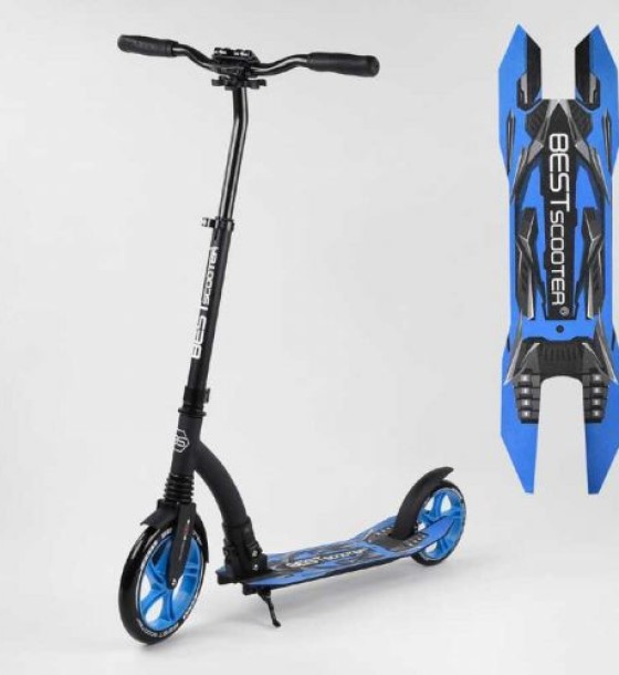 Самокат двоколісний Best Scooter 54664 колеса PU - переднє 23 см, заднє - 20 см, 1 амортизатор, широкий руль, зажим руля, в коробці
