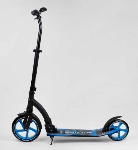 Самокат двоколісний Best Scooter 54664 колеса PU - переднє 23 см, заднє - 20 см, 1 амортизатор, широкий руль, зажим руля, в коробці