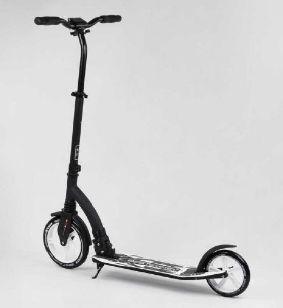 Самокат двоколісний Best Scooter 75343 колеса PU - переднє 23 см, заднє - 20 см, 1 амортизатор, широкий руль, зажим руля, в коробці