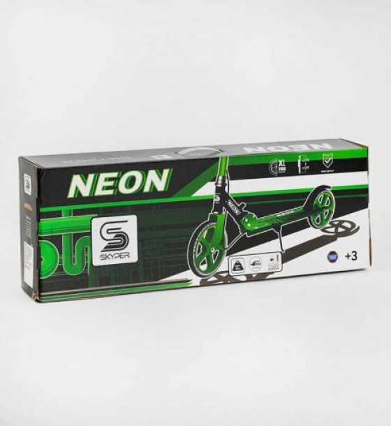 Самокат двоколісний Skyper Neon N-81483 (6) сталева рама, ручне гальмо, колеса PU діаметр 200мм, грипси гумові