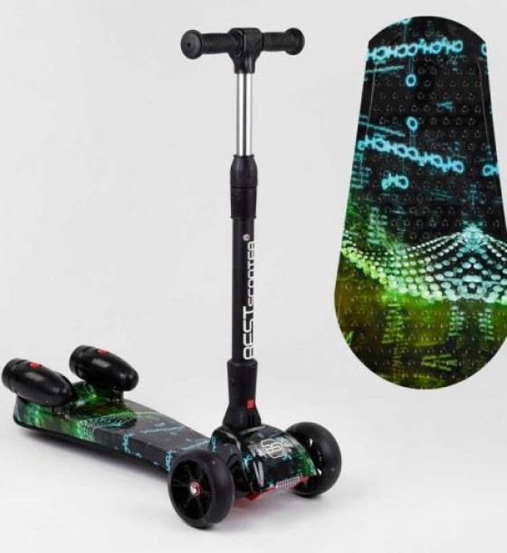 Самокат Best Scooter MAXI з парогенератором МУЗИКА, ДИМ, ТУРБІНИ, пластмасовий, колеса PU 120 х 40 мм, складне алюмінієве кермо