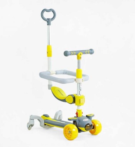 Самокат 5в1 "Skyper" (колеса PU 125х40мм зі світлом, музика та підсвічування платформи, з ДОП. КОЛЕСАМИ, захисний бампер, в коробці)