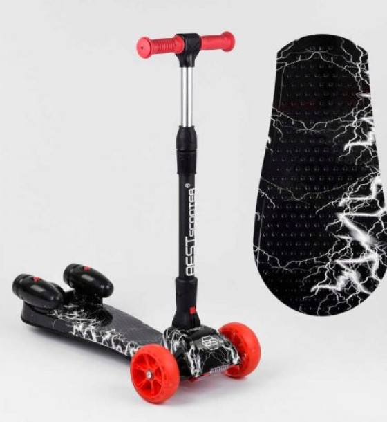 Самокат "Best Scooter. MAXI" (з парогенератором, МУЗИКА, ДИМ, ТУРБІНИ, пластмасовий, колеса PU 120х40мм, складне алюмінієве кермо, в коробці