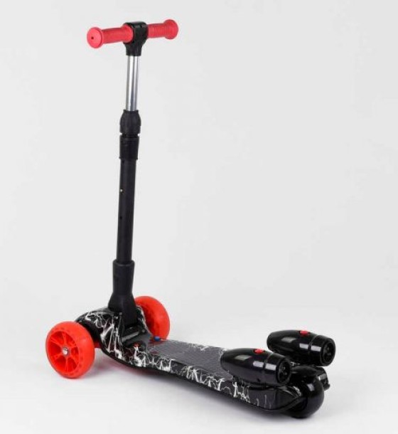 Самокат "Best Scooter. MAXI" (з парогенератором, МУЗИКА, ДИМ, ТУРБІНИ, пластмасовий, колеса PU 120х40мм, складне алюмінієве кермо, в коробці