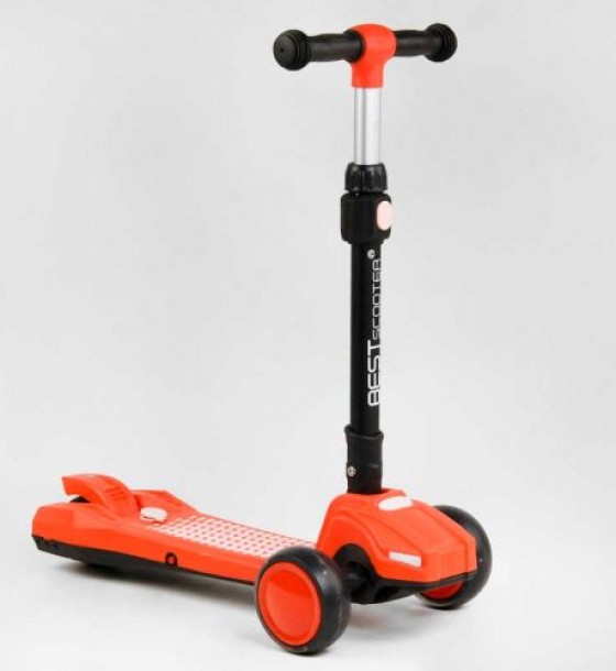 Самокат триколісний LT-12857 Best Scooter з парогенератором складне кермо, ЗВУК МАШИНИ, ДИМ, СВІТЛО, пластмасовий, колеса PU 120х35мм, в коробці