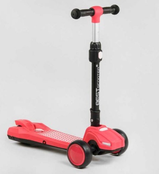 Самокат триколісний "Best Scooter" з парогенератором (6) складне кермо, ЗВУК МАШИНИ, ДИМ, СВІТЛО, пластмасовий, колеса PU 120х35мм, в коробці