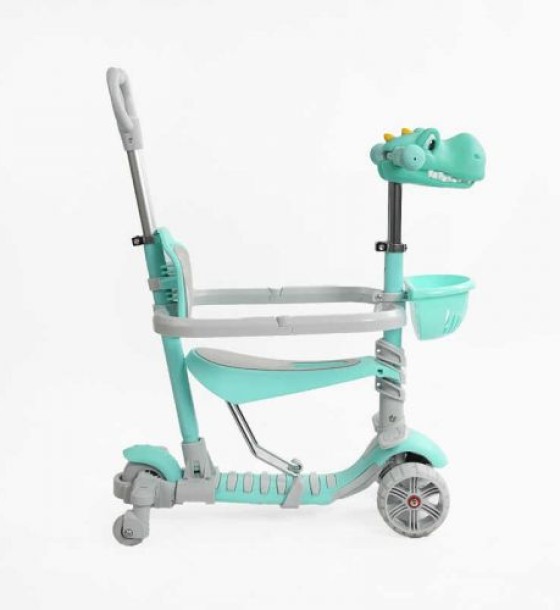 Самокат 5в1 "Best Scooter", з ДОП. КОЛЕСАМИ, захисний бампер, PU колеса зі світлом, в коробці
