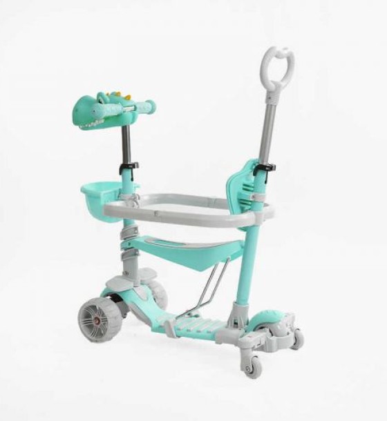 Самокат 5в1 "Best Scooter", з ДОП. КОЛЕСАМИ, захисний бампер, PU колеса зі світлом, в коробці