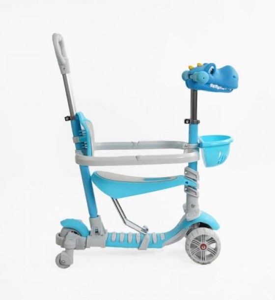 Самокат 5в1 "Best Scooter", з ДОП. КОЛЕСАМИ, захисний бампер, PU колеса зі світлом, в коробці