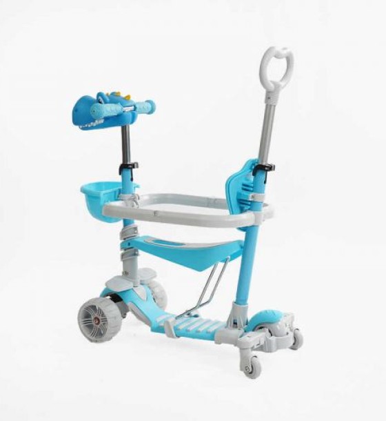 Самокат 5в1 "Best Scooter", з ДОП. КОЛЕСАМИ, захисний бампер, PU колеса зі світлом, в коробці