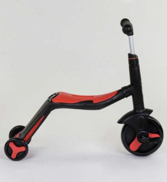 Самокат 3в1 (1) Best Scooter, самокат-велобіг-велосипед, ЧЕРВОНИЙ, світло, 8 мелодій, колеса PU, переднє колесо d = 20см, задні d = 11см