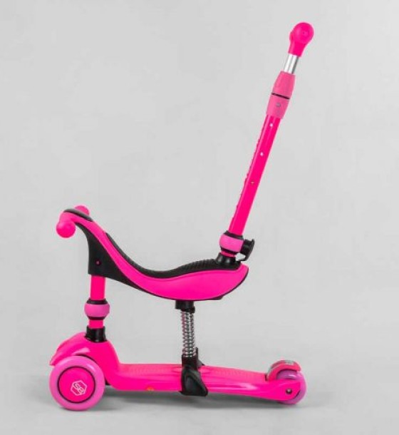 Самокат-велобіг 3в1 триколісний BS-23180 (4) Best Scooter, 3 колеса PU зі світлом, сидіння, амортизатори, батьківська ручка