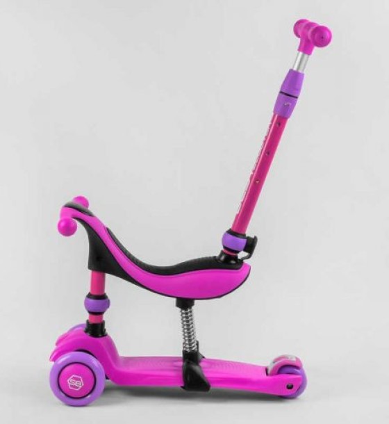 Самокат-велобіг 3в1 триколісний BS-26566 (4) Best Scooter, 3 колеса PU зі світлом, сидіння, амортизатори, батьківська ручка