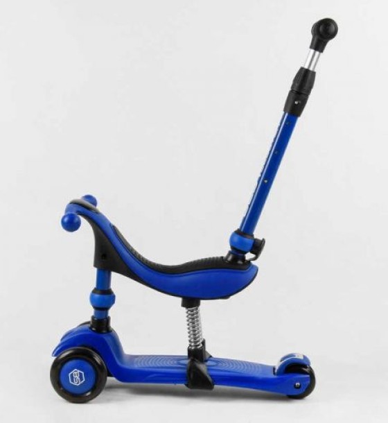 Самокат-велобіг 3в1 триколісний BS-27018 (4) Best Scooter, 3 колеса PU зі світлом, сидіння, амортизатори, батьківська ручка
