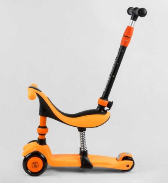 Самокат-велобіг 3в1 триколісний BS-50584 (4) Best Scooter, 3 колеса PU зі світлом, сидіння, амортизатори, батьківська ручка