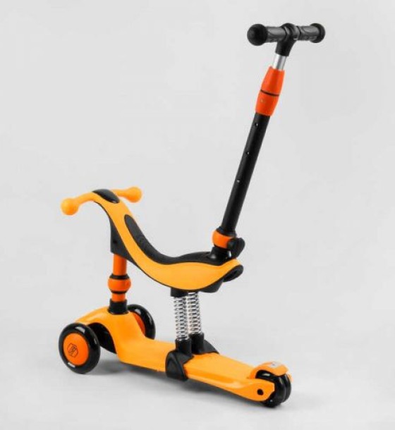 Самокат-велобіг 3в1 триколісний BS-50584 (4) Best Scooter, 3 колеса PU зі світлом, сидіння, амортизатори, батьківська ручка