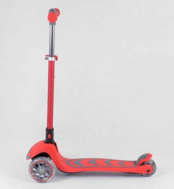 Самокат триколісний 92606 (4) Best Scooter, ЧЕРВОНИЙ, складне алюмінієве кермо, 4 колеса PU зі світлом, d = 12 см