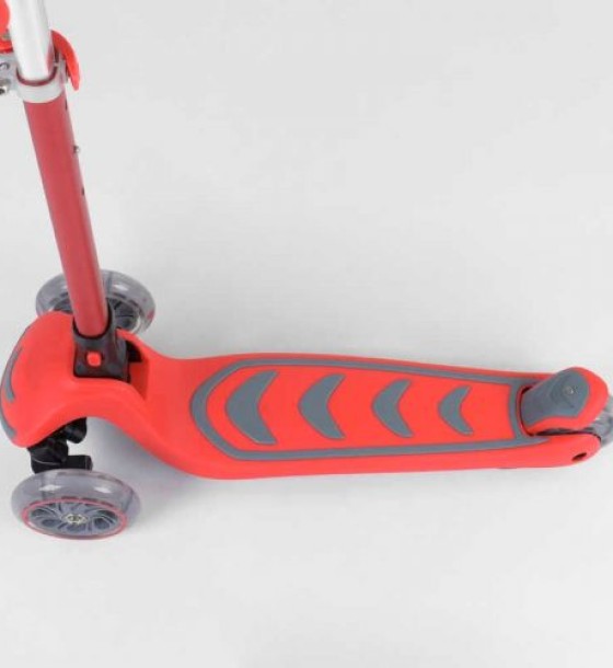 Самокат триколісний 92606 (4) Best Scooter, ЧЕРВОНИЙ, складне алюмінієве кермо, 4 колеса PU зі світлом, d = 12 см