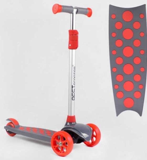 Самокат триколісний LK-52003 Best Scooter (4) СВІТЛО ДЕКИ, КОЛІС І ДИСКІВ, знімне кермо, передні колеса PU 120х35мм, задні колеса PU 80х30мм