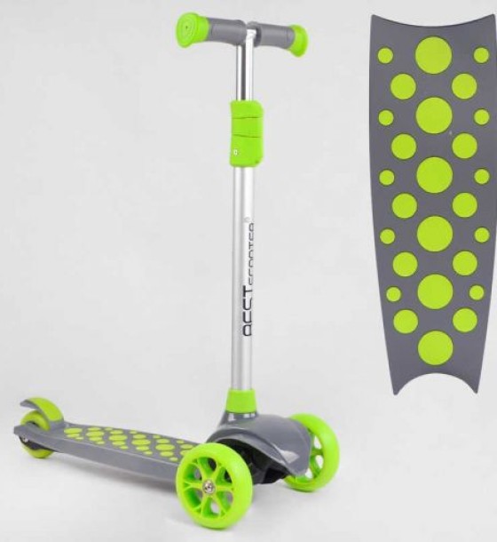 Самокат триколісний LK-70111 Best Scooter (4) СВІТЛО ДЕКИ, КОЛІС І ДИСКІВ, знімне кермо, передні колеса PU 120х35мм, задні колеса PU 80х30мм