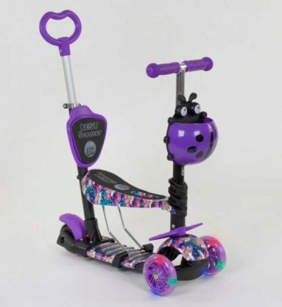 Самокат 5в1 19870 (1) Best Scooter, АБСТРАКЦІЯ, PU колеса, ПІДСВІЧУВАННЯ КОЛІС, в коробці
