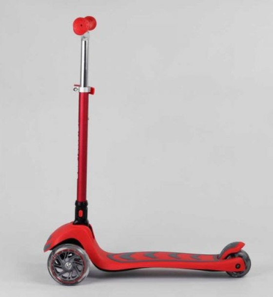 Самокат триколісний Y-00325 (4) Best Scooter, ЧЕРВОНИЙ, складне алюмінієве кермо, 4 колеса PU зі світлом, d = 12 см