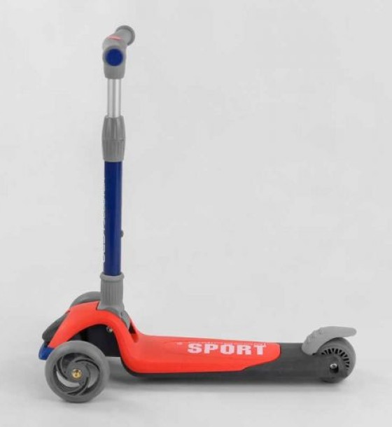 Самокат триколісний F-44077 (6) Best Scooter, ЧЕРВОНИЙ, складне алюмінієве кермо, 3 колеса PU зі світлом, d = 120*35 мм