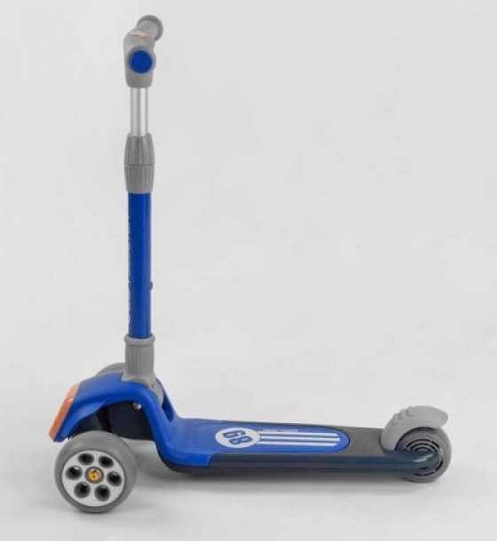 Самокат триколісний RS-8999 (6) Best Scooter, СИНІЙ,  складне алюмінієве кермо, 3 колеса PU зі світлом, d = 120*50 мм
